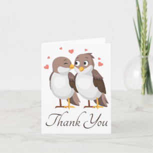 Tarjeta De Agradecimiento Pájaros de Boda Marrones y Blancos Gracias Amantes