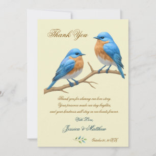 Tarjeta De Agradecimiento Pájaros del amor de marfil pastel Pájaros azules r