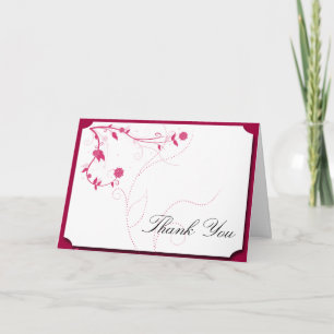 Tarjeta De Agradecimiento Pájaros del Amor en Rosa y Blanco Gracias