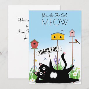 Tarjeta De Agradecimiento Pájaros Gatos Jardín Gracias