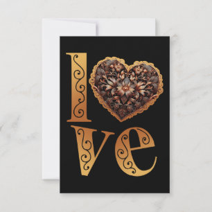 Tarjeta De Agradecimiento Palabra de amor con corazón rosa de filigrana romá