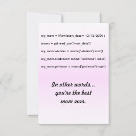 Tarjeta De Agradecimiento Palabras de Coder - Eres la mejor mamá