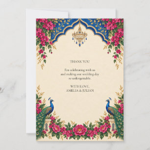 Tarjeta De Agradecimiento Palacio de Pavo Real Eléctrico Jardín Boda Agradec