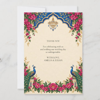 Tarjeta De Agradecimiento Palacio de Pavo Real Eléctrico Jardín Boda Agradec