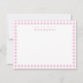Tarjeta De Agradecimiento Pale Pink Gingham Check Personal Stationery Card