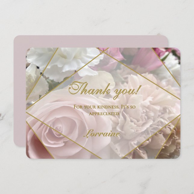 Tarjeta De Agradecimiento Pale Pink Rose Thank You Card (Anverso / Reverso)