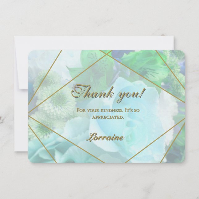 Tarjeta de agradecimiento Pale Teal Rose (Anverso)