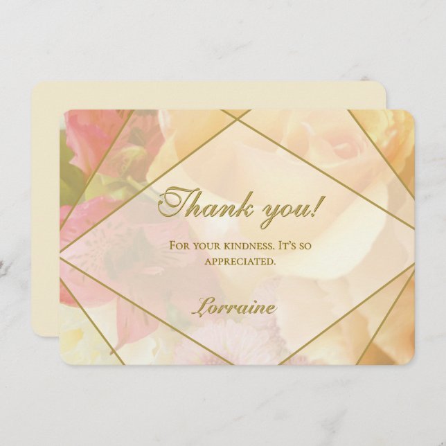 Tarjeta De Agradecimiento Pale Yellow Rose Thank You Card (Anverso / Reverso)