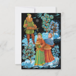 Tarjeta De Agradecimiento Palekh. Antiguas festividades de invierno en Rusia