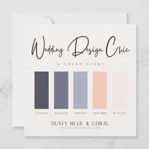 Tarjeta De Agradecimiento Paleta de colores Coral Azul Polvo con códigos Hex