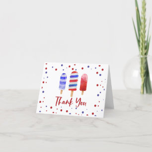 Tarjeta De Agradecimiento Paletas de Hielo Uno Rojo Blanco Azul Gracias