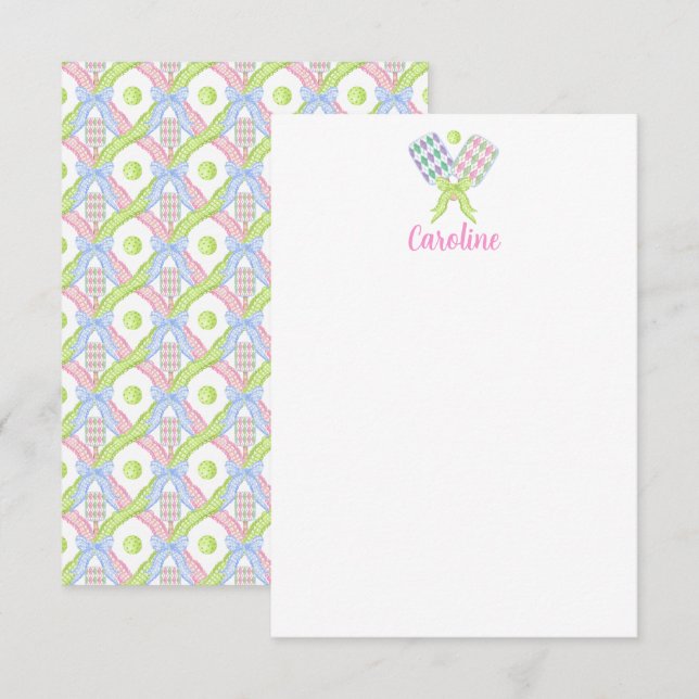 Tarjeta De Agradecimiento Paletas de Pickleball de Acuarela Preppy Argyle (Anverso / Reverso)