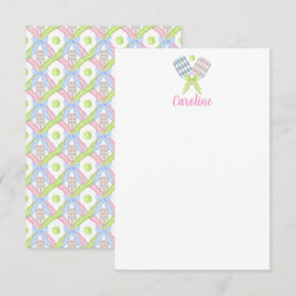 Tarjeta De Agradecimiento Paletas de Pickleball de Acuarela Preppy Argyle