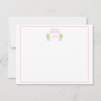 Tarjeta De Agradecimiento Palm Beach Cabana Monogram Flat Card