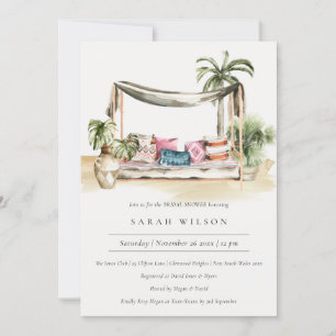 Tarjeta De Agradecimiento Palm Beach Tropical Cabana Bridal Shower Invite