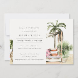 Tarjeta De Agradecimiento Palm Beach Tropical Cabana Parejas Ducha Invitació
