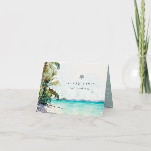 Tarjeta De Agradecimiento Palm Beach Tropical Wedding Place Card Broccoli (Anverso)