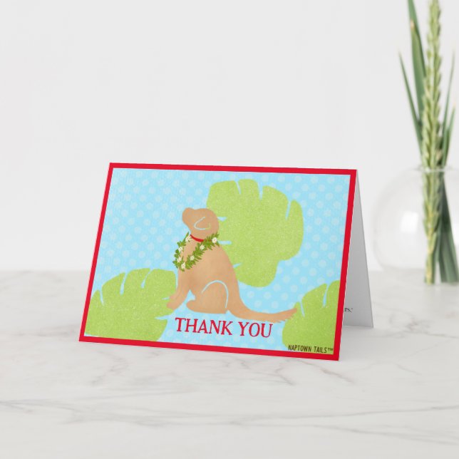 Tarjeta De Agradecimiento Palm Leaf Island Golden Retriever (Anverso)