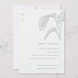 Tarjeta De Agradecimiento Palm Leafy Sketch Black White Bridal Shower Invite
