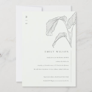Tarjeta De Agradecimiento Palm Leafy Sketch Black White Bridal Shower Invite