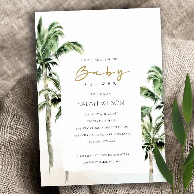 Tarjeta De Agradecimiento Palm Trees Tropical Beach Invitan Baby Shower (Subido por el creador)