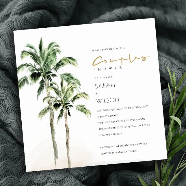 Tarjeta De Agradecimiento Palm Trees Tropical Playa Invitan Las Parejas Duch (Subido por el creador)