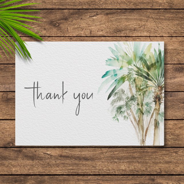 Tarjeta De Agradecimiento Palm Trees tropicales Boda moderno (Subido por el creador)