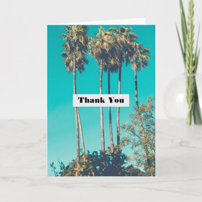 Tarjeta De Agradecimiento Palm Trees Tropicales California Retro (Anverso)