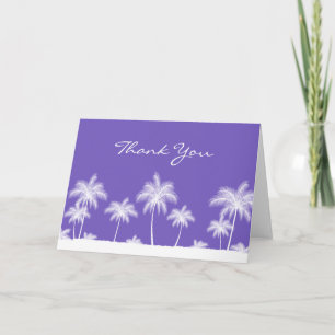 Tarjeta De Agradecimiento Palm Trees Tropicales Purple Gracias