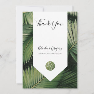 Tarjeta De Agradecimiento Palm tropical deja Boda de vegetación