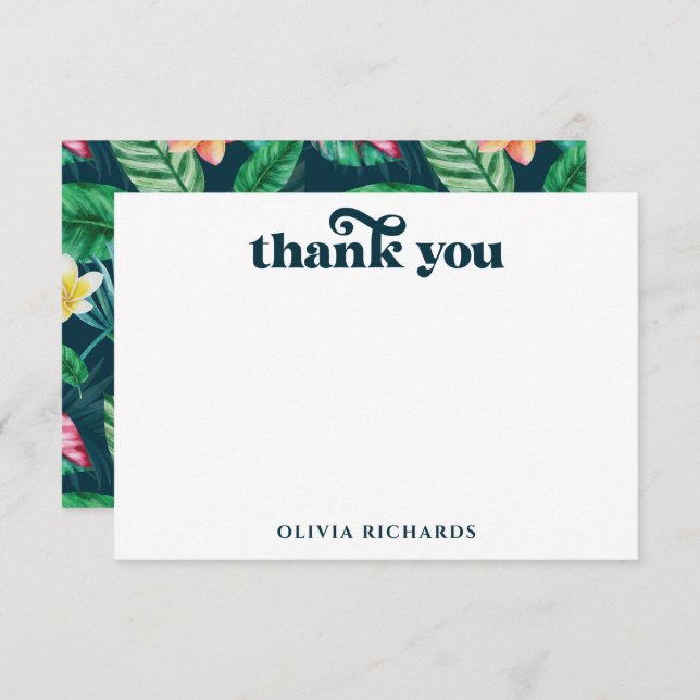 Tarjeta De Agradecimiento Palm tropical hawaiana deja ducha de novia en Luau (Anverso / Reverso)