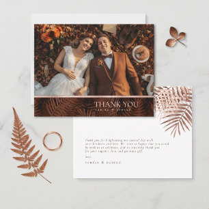 Tarjeta De Agradecimiento Palmas de puesta de sol de cobre Boda ID1323