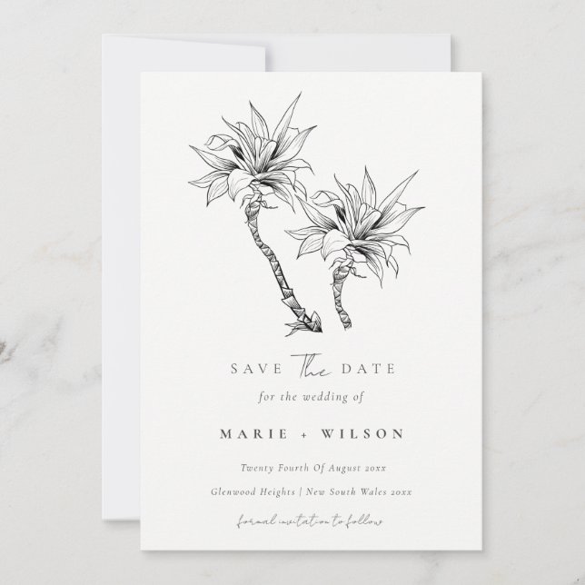 Tarjeta De Agradecimiento Palmera Tropical Marina Kraft Save The Date (Anverso)