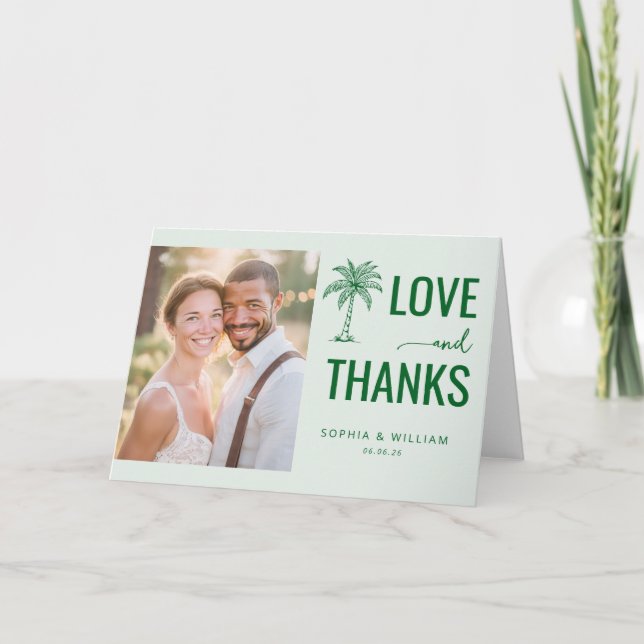 Tarjeta De Agradecimiento Palmera Verde Alegre Amor (Anverso)