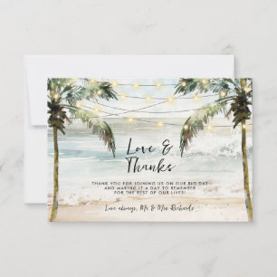 Tarjeta De Agradecimiento palmeras de playa amor y gracias tropical