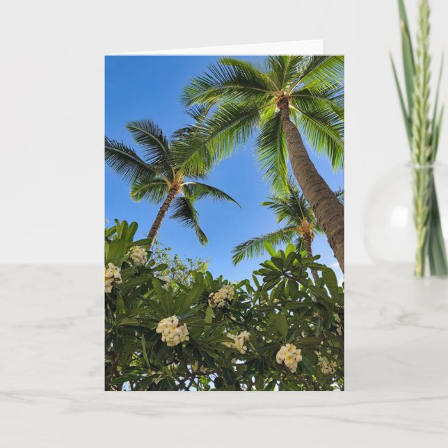Tarjeta De Agradecimiento Palmeras de Plumeria y Coco (Anverso)