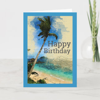 Tarjeta De Agradecimiento Palmeras en la carta de cumpleaños de la playa
