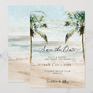 Tarjeta De Agradecimiento Palmeras tropicales las luces de la playa ahorran