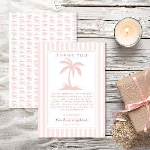 Tarjeta De Agradecimiento Palmeras y Chupetes Rosa Cumpleaños de Bebé Coster