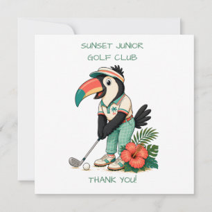 Tarjeta De Agradecimiento Palo de Golf Junior Personalizado Retro Tucán para