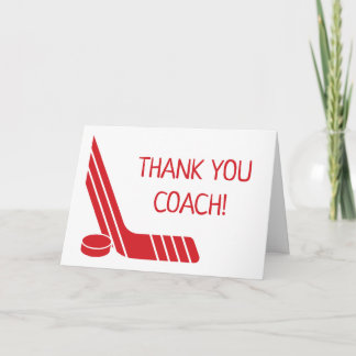 Tarjeta De Agradecimiento Palo de Hockey Rojo Minimalista y Entrenador de Di