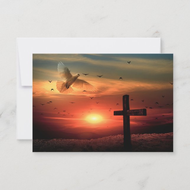 Tarjeta De Agradecimiento Palo y cruz de la resurrección del atardecer (Anverso)