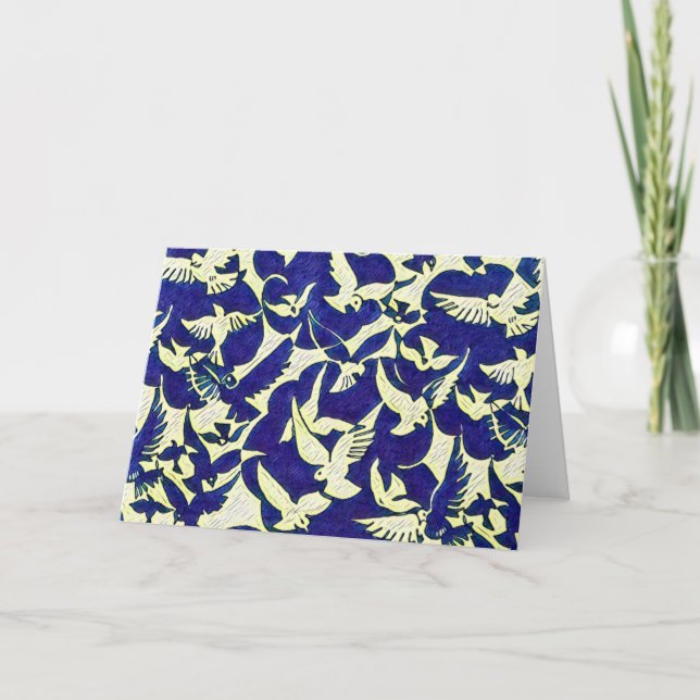 Tarjeta De Agradecimiento Palomas en blanco de vuelo (Anverso)