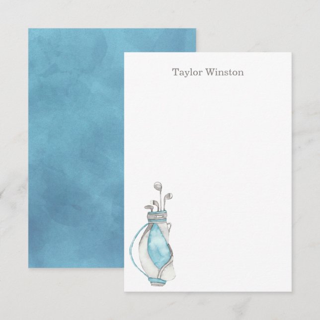 Tarjeta De Agradecimiento Palos y Bolsa de Golf de Acuarela (Anverso / Reverso)