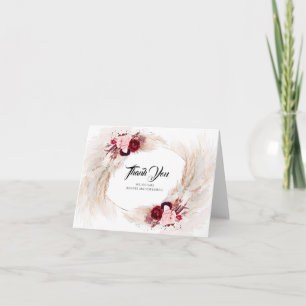 Tarjeta De Agradecimiento Pampas Grass Burgundy Boda