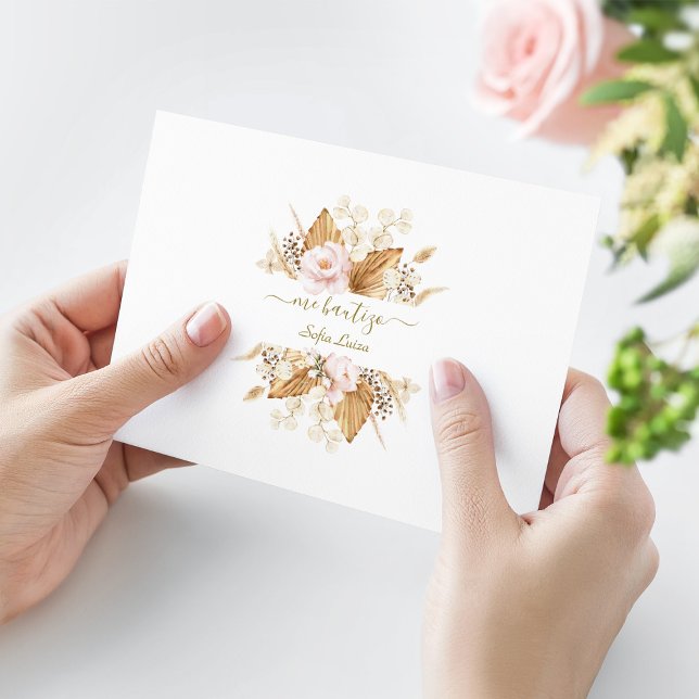 Tarjeta De Agradecimiento Pampas Grass Floral Gracias Con Oración Bautizo (Subido por el creador)