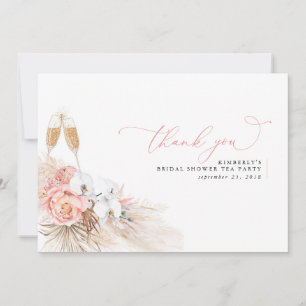 Tarjeta De Agradecimiento Pampas Grass Floral Rosa Despedida de Soltera Agra