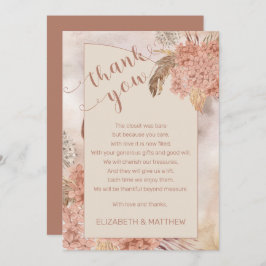 Tarjeta De Agradecimiento Pampas Grass | Hydrangeas Baby Shower Gracias