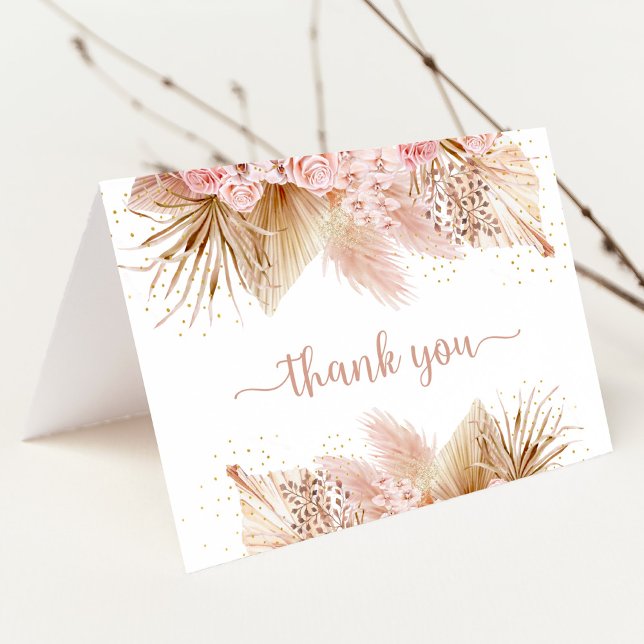 Tarjeta De Agradecimiento Pampas Grass Pink Floral Baby Shower (Subido por el creador)