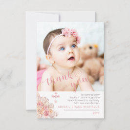Tarjeta De Agradecimiento Pampas Grass | Rosa Blooms Baptism Photo You